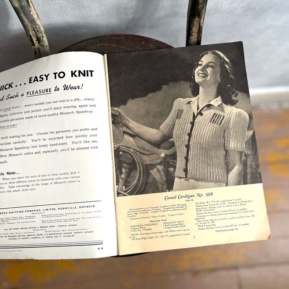 Vintage 1946 Monarch Yarns Knitting Craft Booklet - Picture 3 of 6